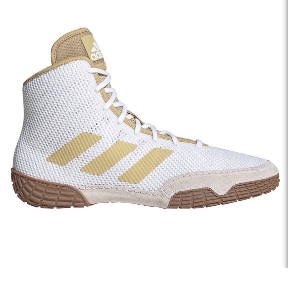 🤍💛Adidas Men's White and Gold High-Top Shoes Size (5)💛🤍